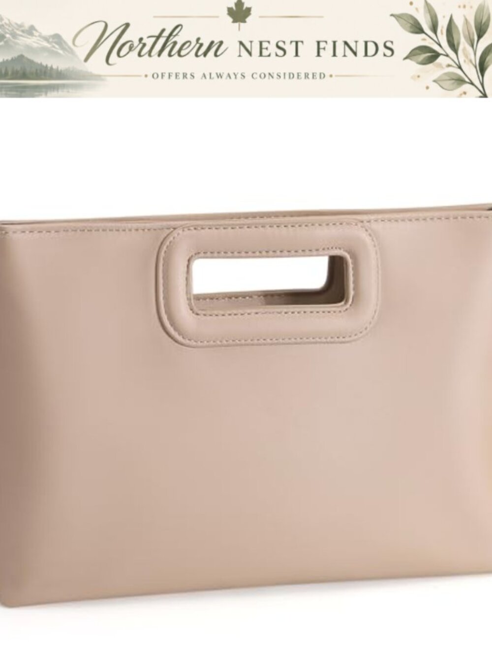 Vegan Leather Top Handle Clutch Evening Bag
